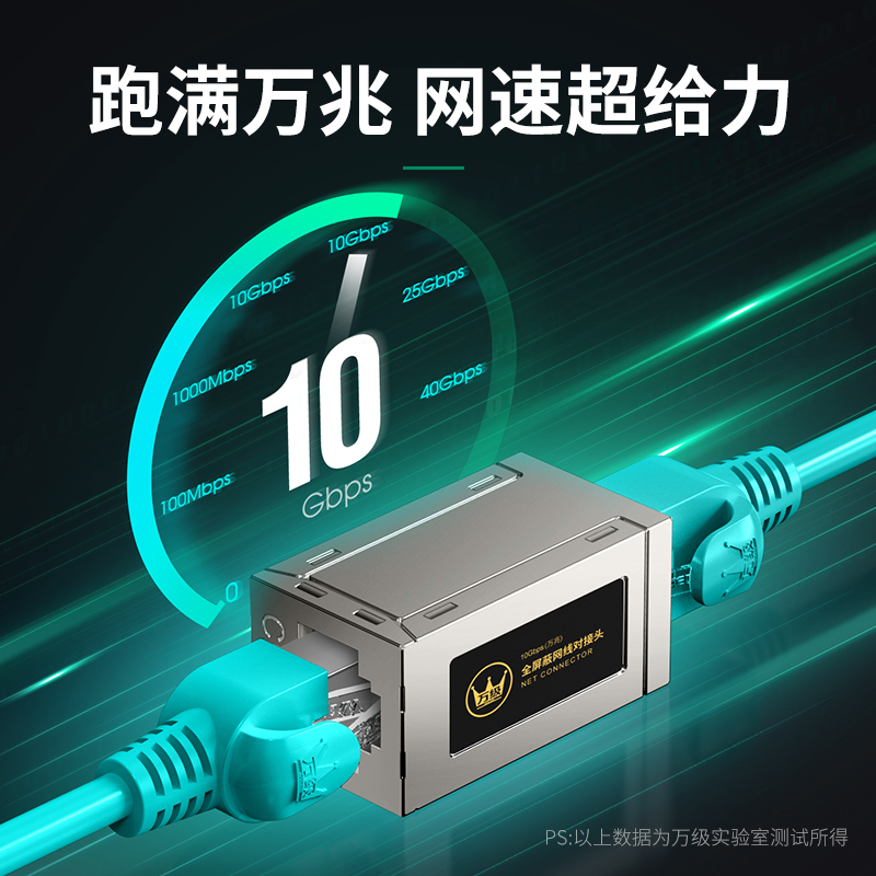 万级(WANJEED)网线转接头对接头器 网络直通头 网络模块水晶头双通头延长器 七类万兆连接器 1-118115