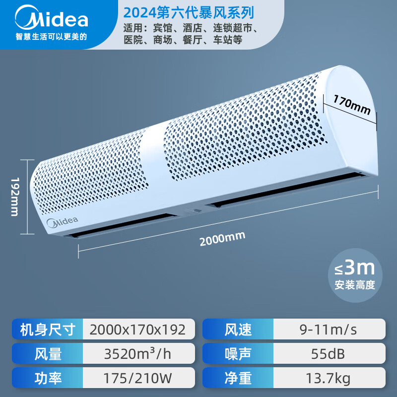 美的(Midea) FM3020-Y 工业遥控风闸风幕机高清大图