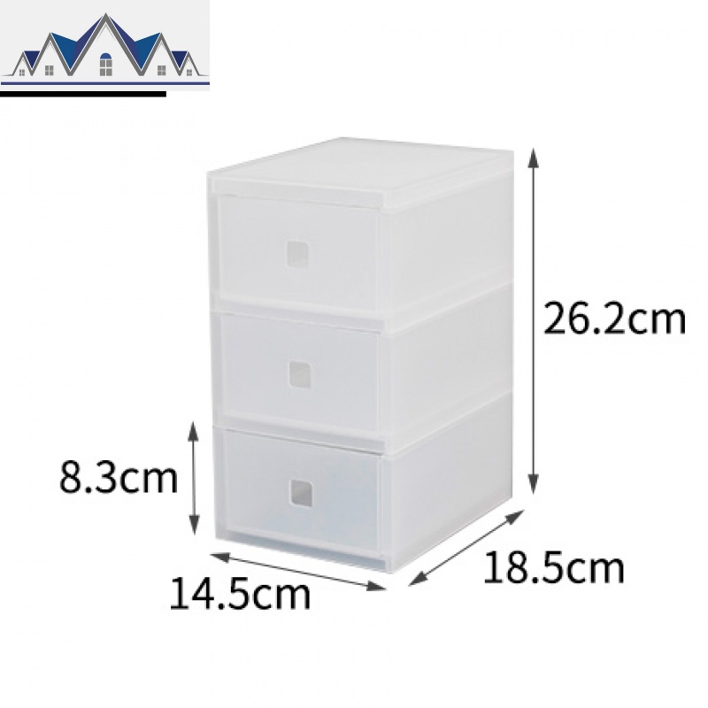 收纳盒桌面抽屉式塑料文具手账杂物小储物盒透明化妆品宿舍学生_7_734 三抽