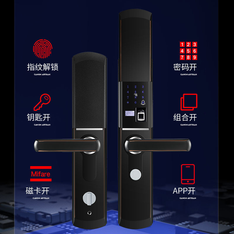 全国专业师傅安装 指纹锁智能锁家用防盗门锁手机解锁电子锁大门密码锁门禁锁木门锁 古铜色
