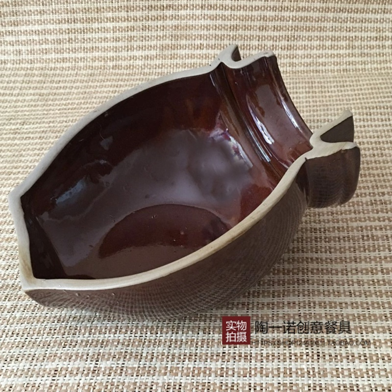 特小号长12CM*宽11CM(2个以上发 货) 农家乐怀旧餐具半瓦罐坛香肉餐具破罐子土砂瓦片碗土掉渣特色餐具