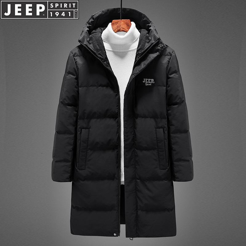 jeep吉普羽绒服男装中长款加厚休闲男士户外冬季保暖外套