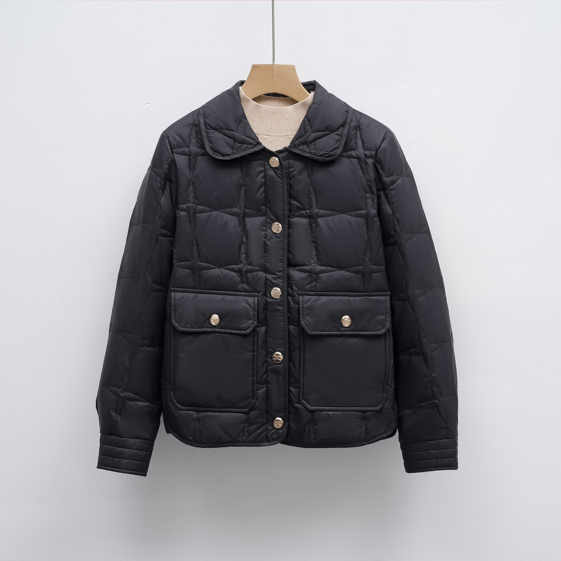 羽绒服新国标90绒女新款冬季休闲时尚韩版百搭羽绒外套 黑色 M