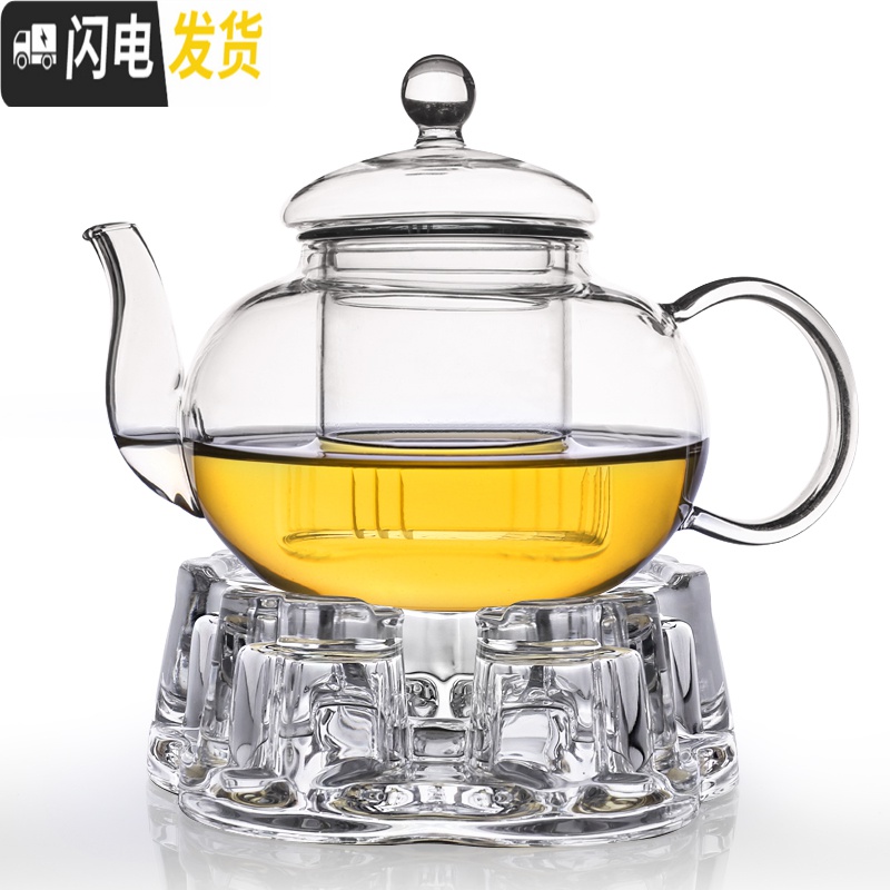 三维工匠 可高温加厚透明玻璃花茶壶带过滤泡茶壶茶具家用大号玻璃壶 玻璃茶壶-花茶壶(玻璃内胆)600高清大图