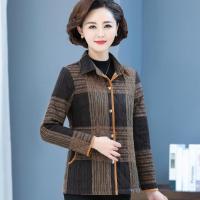 迪鲁奥(DILUAO)妈妈秋冬外套女短中年大码衬衫棉服中老年夹棉小棉袄春