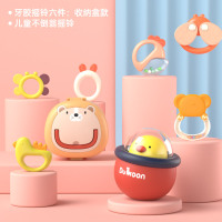 麦巧适(MAQUCC) 婴儿玩具宝宝手摇铃安抚0-3个月6新生幼儿女益智早教 [收纳款6件套]水煮摇铃B+音乐不倒翁