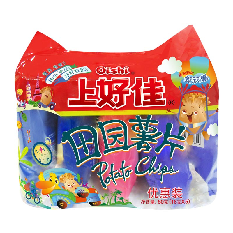 上好佳 田园薯片优惠装 5连包 膨化食品 80g