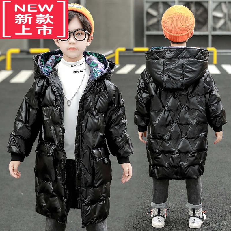 可莉允男童冬季棉服2022新款洋气中大童连帽加绒加厚棉衣儿童冬装外套潮