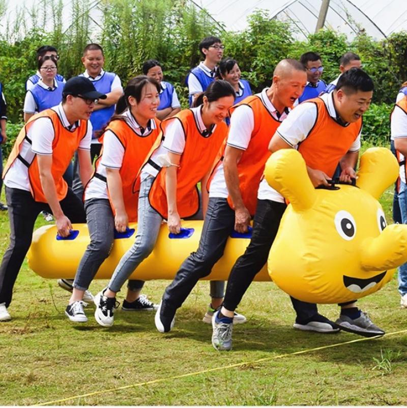 趣味运动会道具充气毛毛虫活动竞速团建拓展器材-4人座成人款毛毛虫
