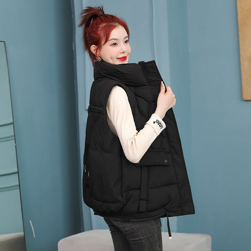 菱形羽绒棉马甲女2023秋冬新款今年流行洋气立领外套外穿坎肩背心_627高清大图