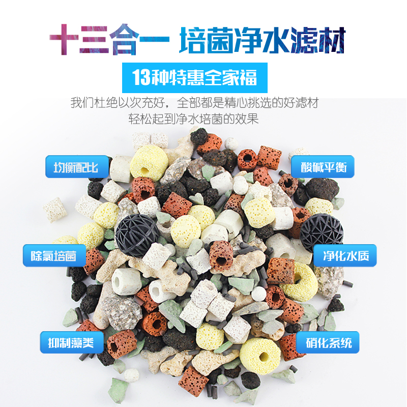 鱼缸滤材全家福鱼缸过滤材料水族箱过滤陶瓷环生化环细菌屋活性炭高清大图