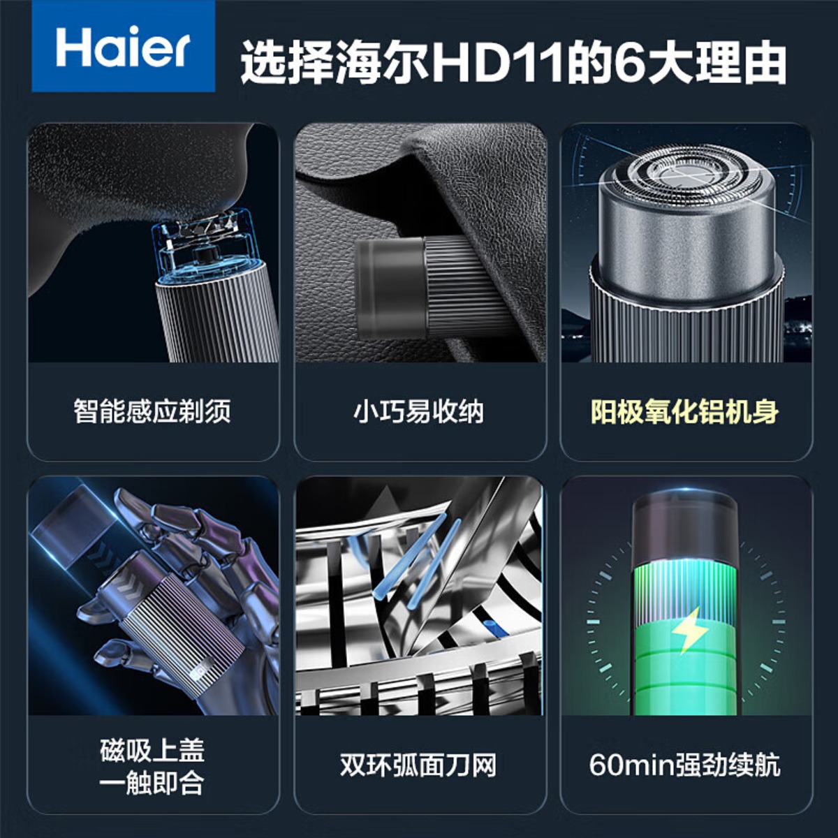 海尔(Haier) 电动剃须刀HD11流星银高清大图