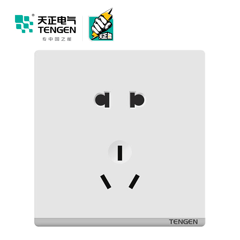 天正电气开关插座86型面板TS系列大跷板 白色墙壁电源开关插座