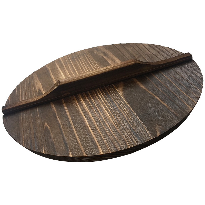 手工炒锅烘焙精灵盖木质传统杉木章丘铁锅家用锅盖 36cm