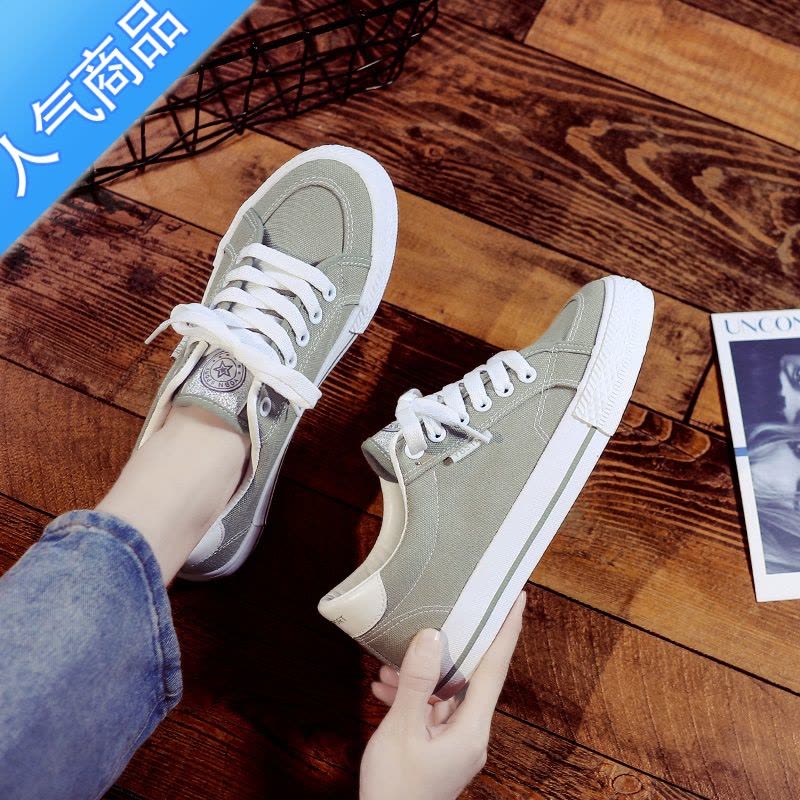 SUNTEK帆布鞋女鞋ulzzang百搭2023韩版新款学生低帮板鞋女ins潮鞋子春季图片