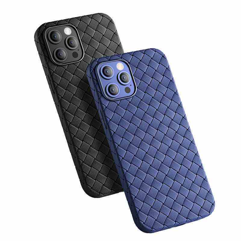 可波[壳+膜]苹果iPhone11/12promax手机壳12pro硅胶软边全包mini保护套全包i11防摔编织纹轻薄高清大图