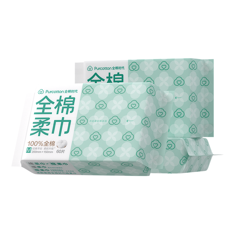 全棉时代(Purcotton) M码棉柔巾 60片*3包/袋