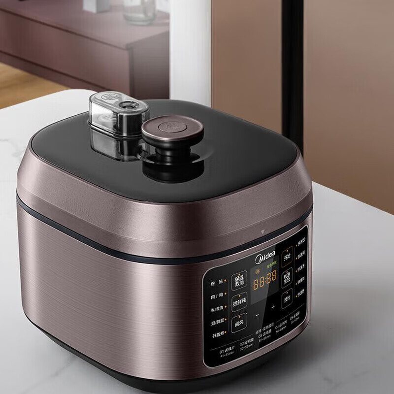 美的(Midea)0涂层电压力锅压力锅电高压锅多功能开盖煮智能预约快速饭提鲜炖6L MY-C640G高清大图