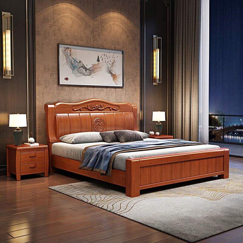 8米主卧婚床家用1.5米单人储物床实木家具