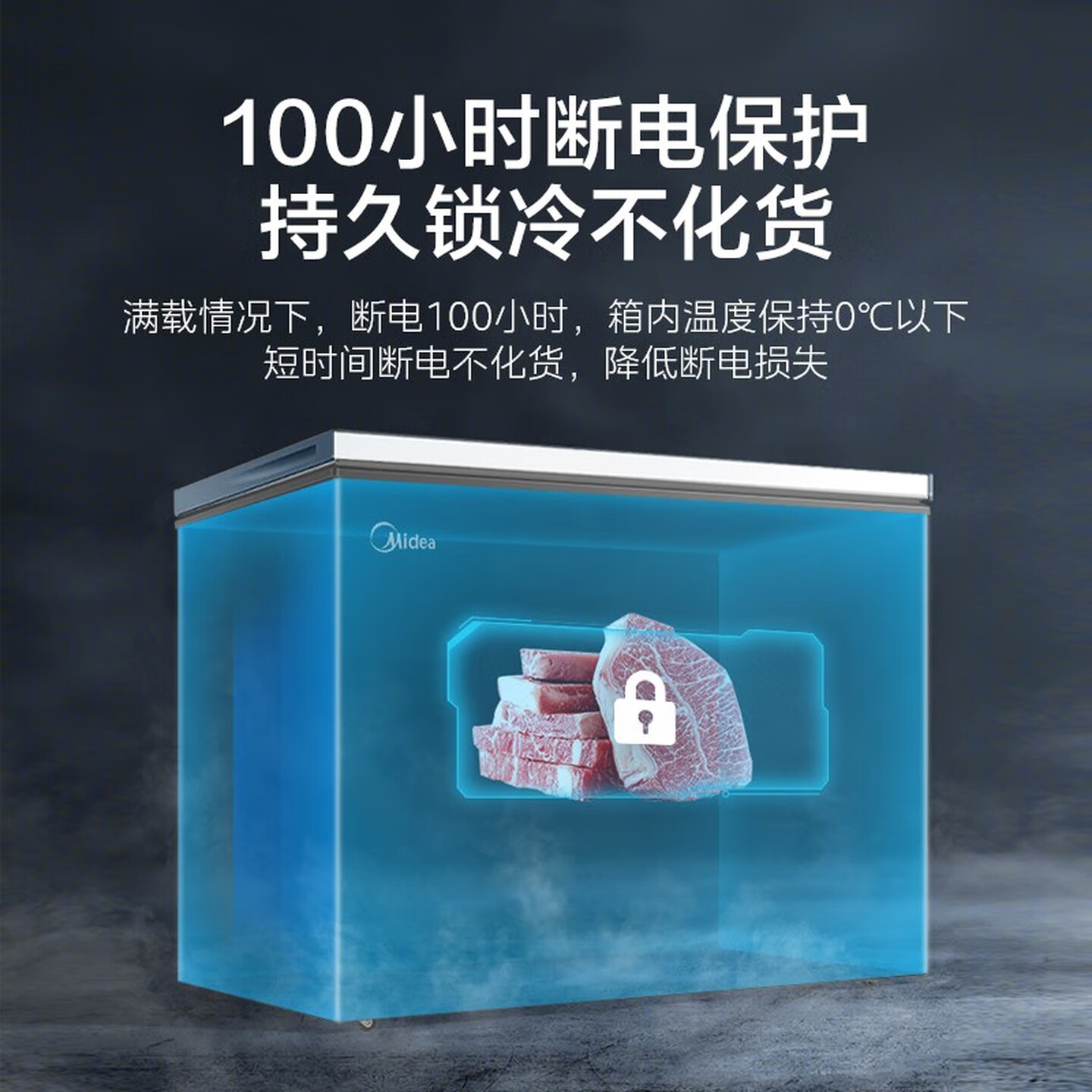 美的(Midea)冷柜300升卧式商用家用冰柜大冷冻柜单温冷藏柜囤货保鲜小型冰柜一级能效BD/BC-300KMB(E)高清大图