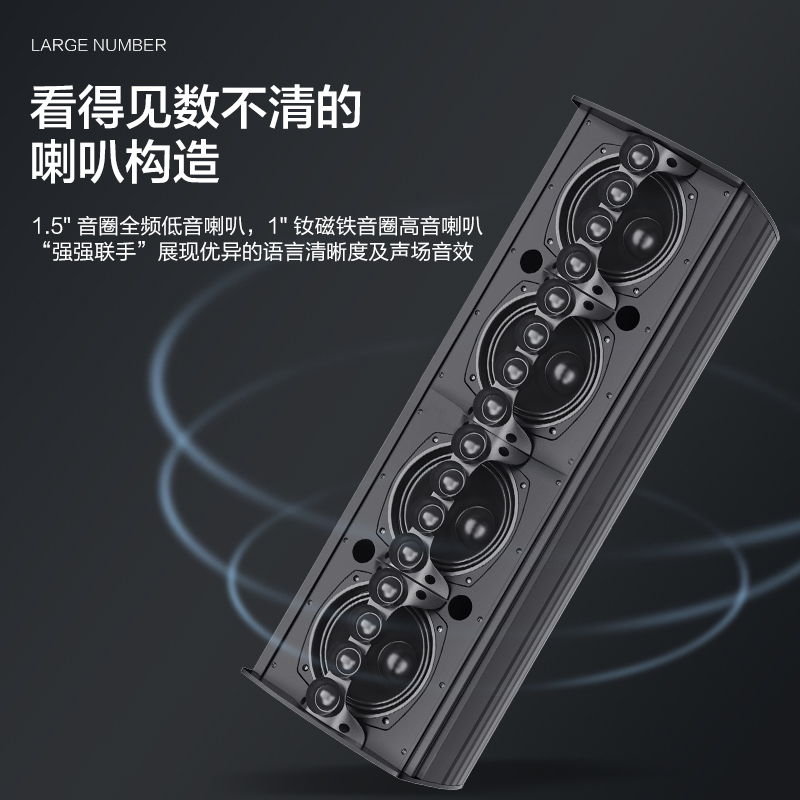 惠度(HuiDu)X-624专业会议全频音柱酒店背景音乐多功能展厅大型会议室音柱音箱壁吊挂会议教学报告厅音柱3只高清大图