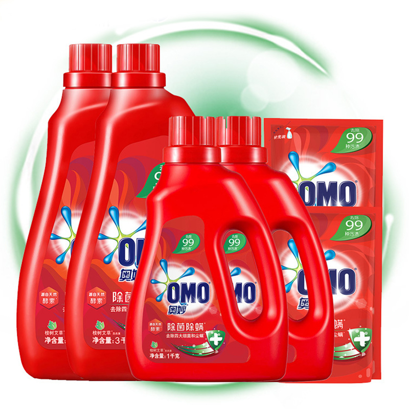 [17.6斤组合装]奥妙(OMO) 除菌除螨洗衣液 3kg*2+1kg*2+400g*2(新老包装随机发货)[联合利华]