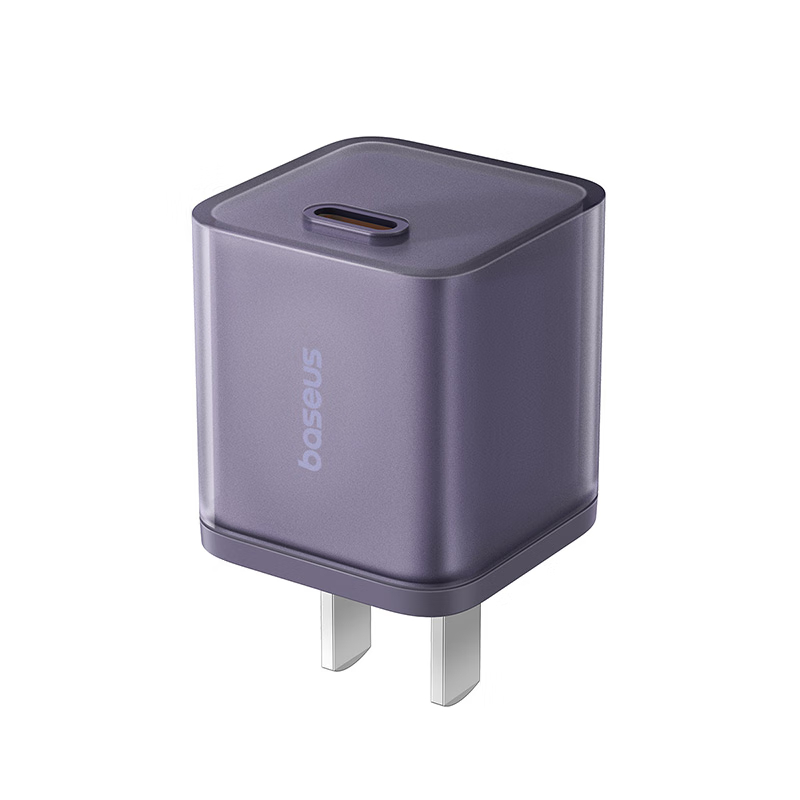 倍思小酷苹果15充电器20W氮化镓快充充电头兼容PD27W/20W 适用iPhone15/14/13promax紫色