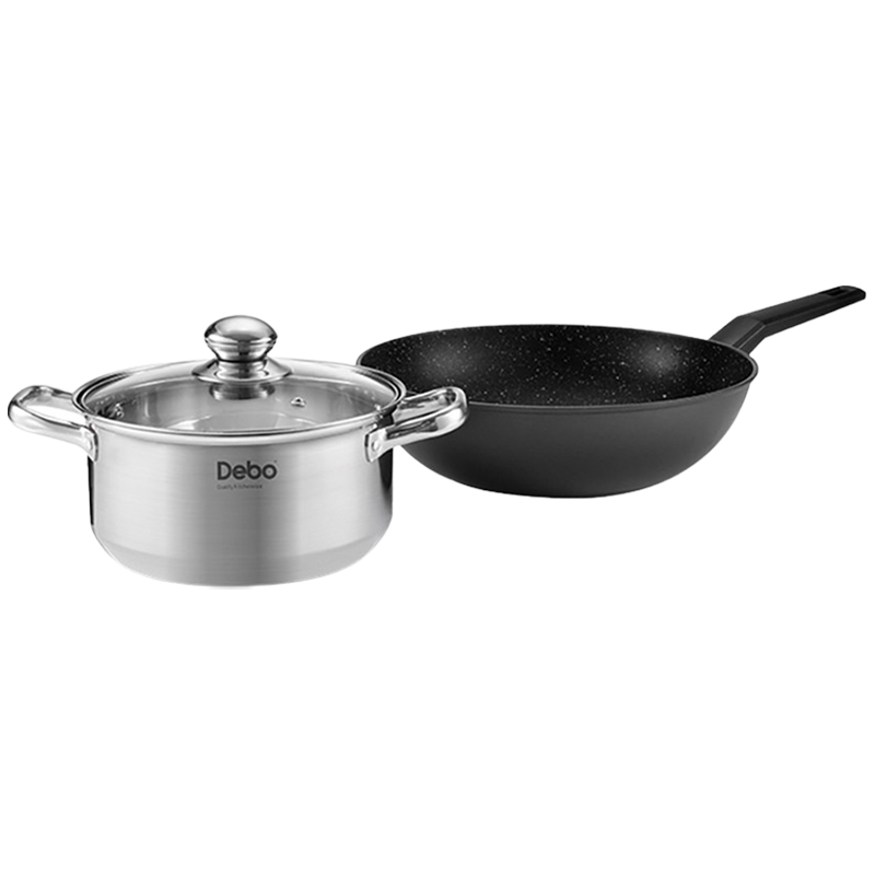 德铂锅具套装丹妮尔不粘炒锅汤锅两件套DEP-655