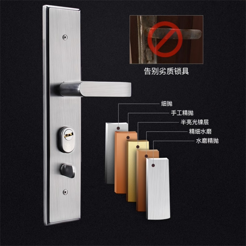 JACKETEN防盗门锁套装入户门通用型不锈钢门木门执手锁[分左右开门]备注高清大图