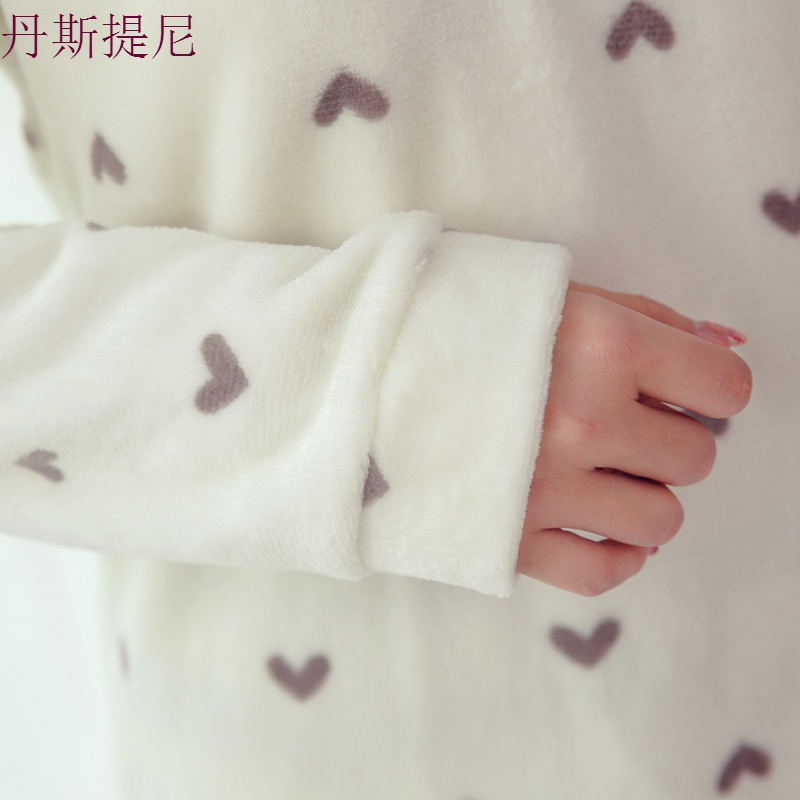 睡衣女甜美可爱大码珊瑚绒加绒加厚长袖法兰绒家居服秋冬季套装暖