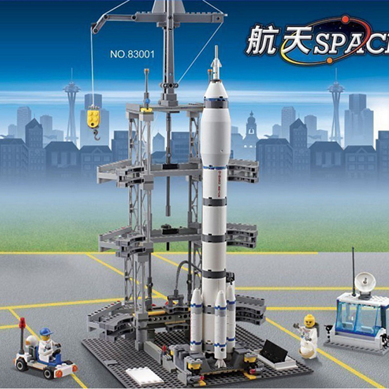 wqsc开智83001兼容乐高积木中国航天神州十号火箭卫星益智拼装玩具