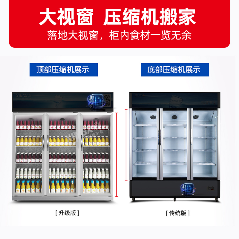 星星(XINGX)1200升 商用展示柜 对开门 冷藏柜 立式冷柜 冰箱 双层玻璃 三门 直观展示 LSC-1200K高清大图