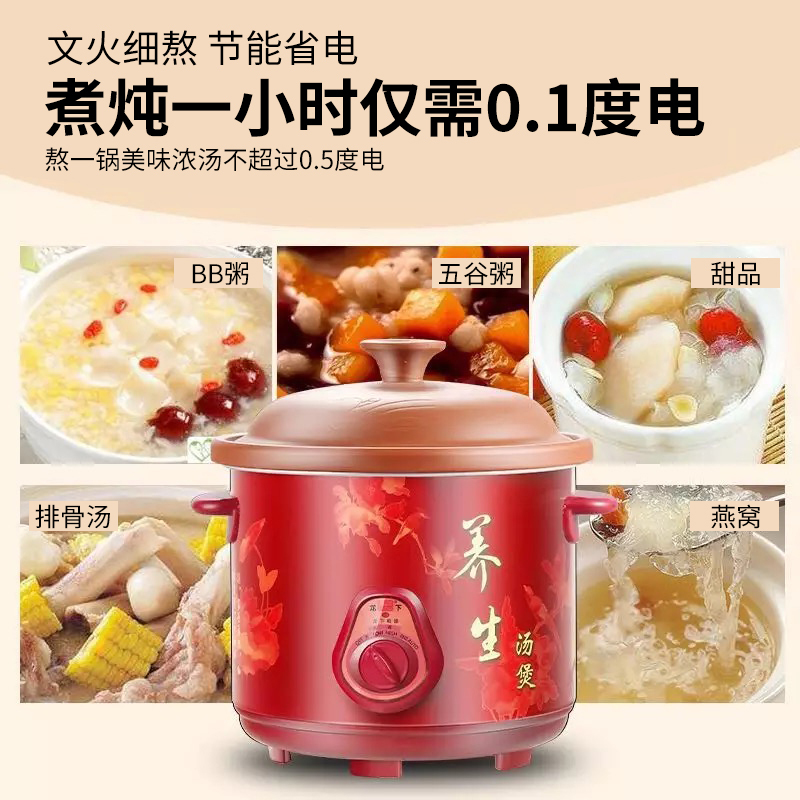 紫砂锅电炖锅电砂锅家用陶瓷法耐(FANAI)全自动煮粥锅煲粥厨房小电器煲汤智能 4.5L（4-6人建议使用）