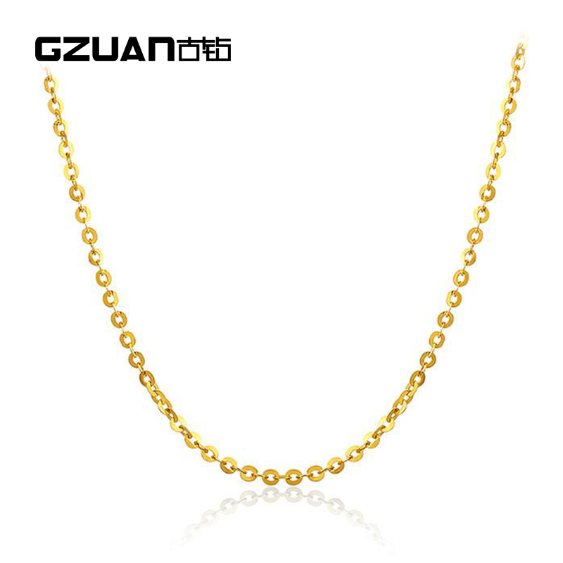 GZUAN古钻珠宝 黄金项链 足金闪O链 女士款时尚锁骨项链 HJX0002