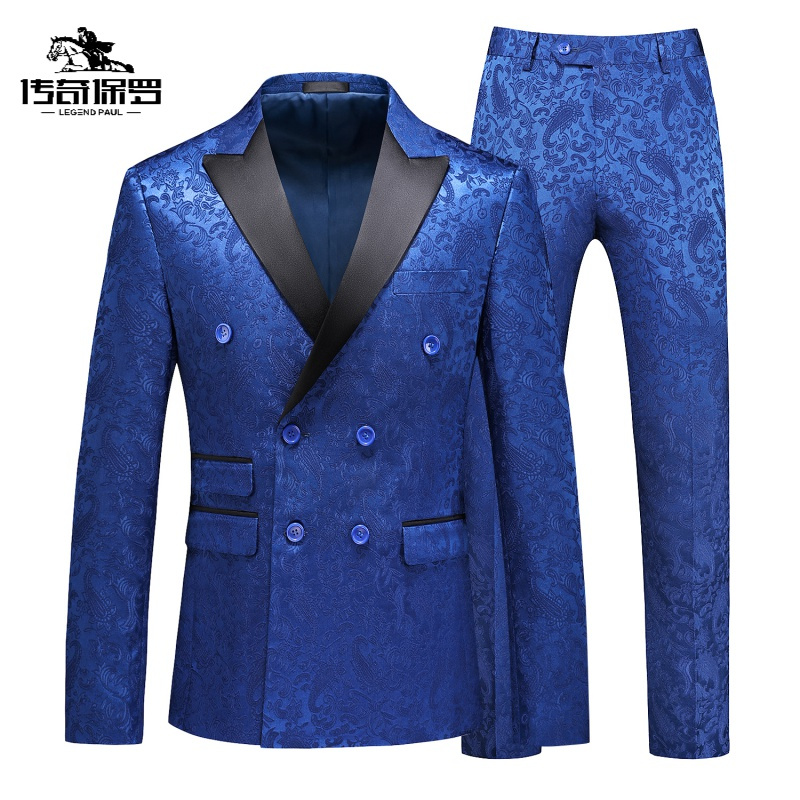 传奇保罗(CHUANQIBAOLUO)休闲西装男套装高品质婚礼西服新郎伴郎两件套男士青年商务正装