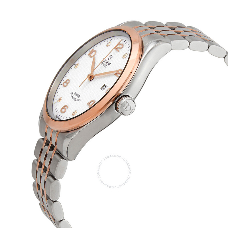 帝舵tudor女士机械表1926系列镶钻时刻白色表盘间金表带女士自动机械