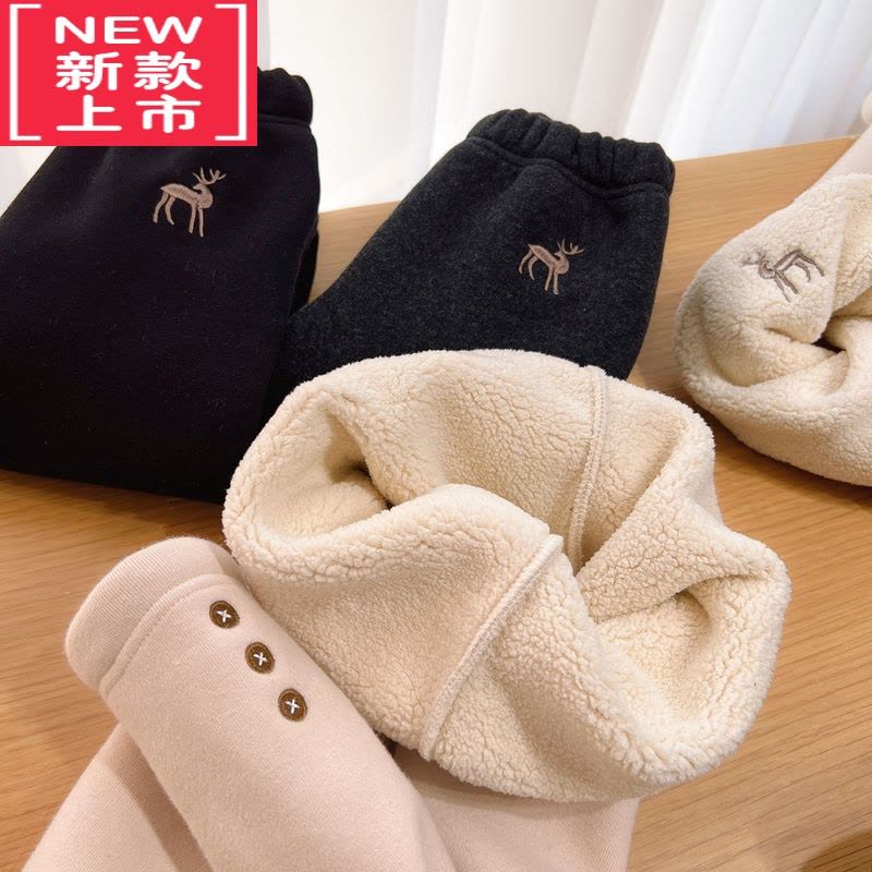 可莉允一体绒儿童加绒打底裤女童保暖长裤中大童秋冬款山东网店童装保暖裤图片