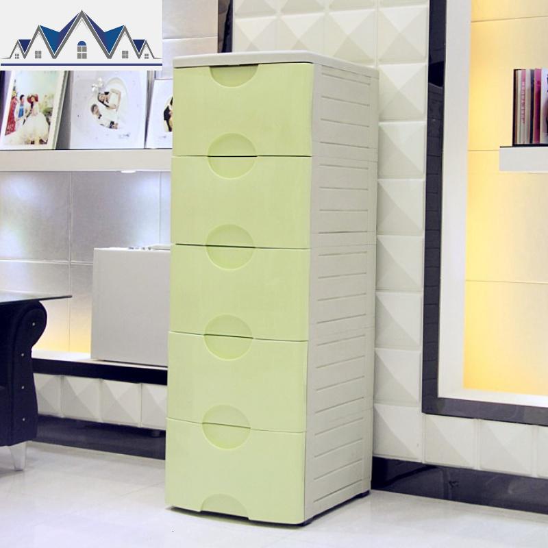 42cm宽50深纯色抽屉式收纳柜塑料储物衣柜杂物整理五斗组合分层柜 三维工匠 果绿色3层