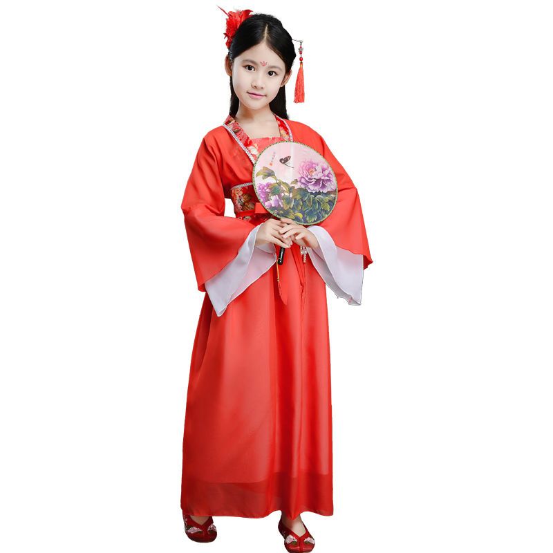 儿童古装小七仙女公主裙古筝表演服古代唐装汉服贵妃服小女孩古装