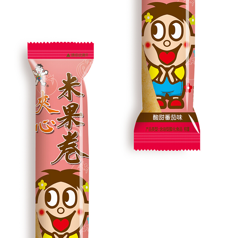 旺旺 夹心米果卷 零食 膨化食品 饼干糕点 番茄味 180g