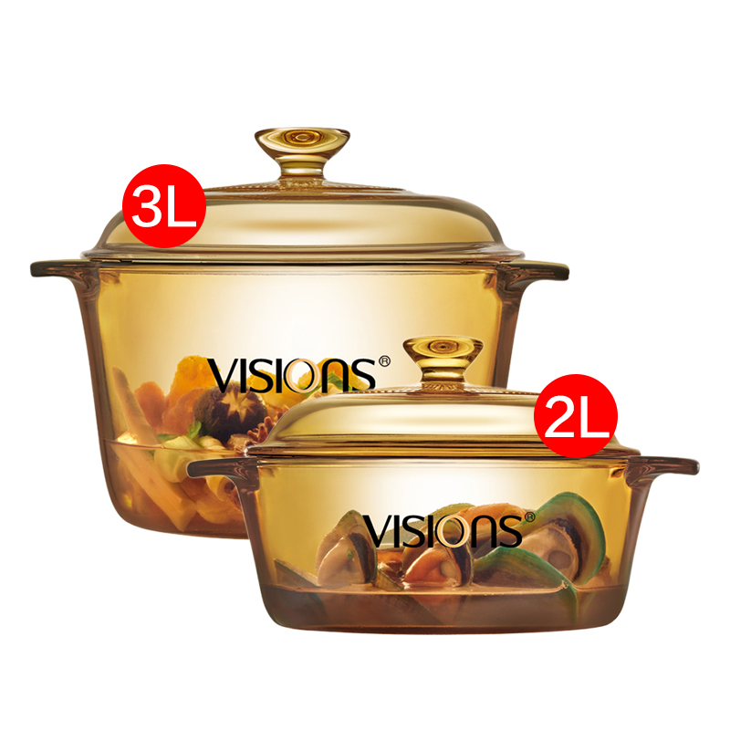 康宁(VISIONS)晶典透明锅2L+晶典透明锅3L 汤锅套装