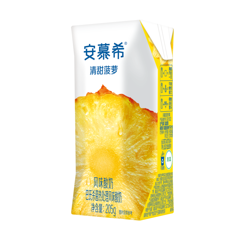 [5月生产]伊利安慕希风味酸奶 清甜菠萝205g*12盒*2箱