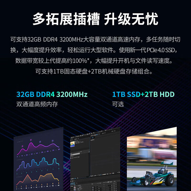 联想(lenovo)扬天M460电脑主机定制13-13100/8G/1T+256GWin11专业版授权单位/单主机含键鼠