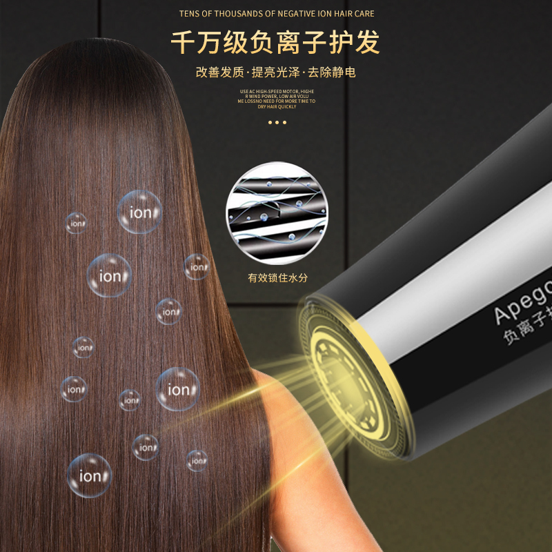 神盾电吹风机大功率2200W蓝光护发冷热风负离子恒温养发专业美发造型吹风机