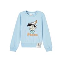 米喜迪mecity童装春装新款女童匹诺曹字母印花洋气长袖卫衣_357 110/56 浅蔚蓝