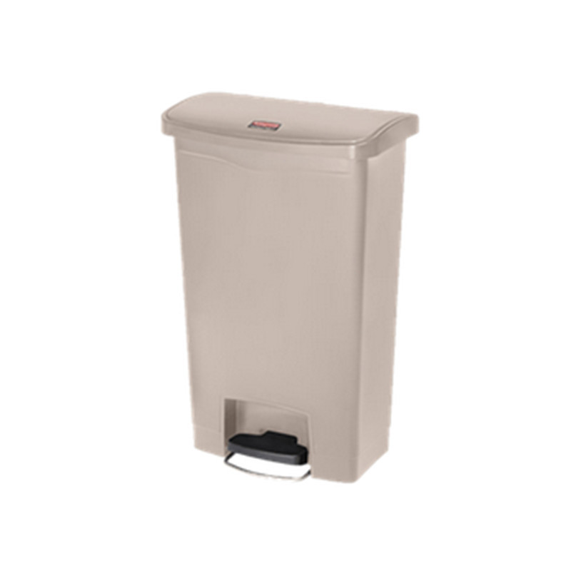 乐柏美 Rubbermaid 塑料前踏板式垃圾桶30L,米色