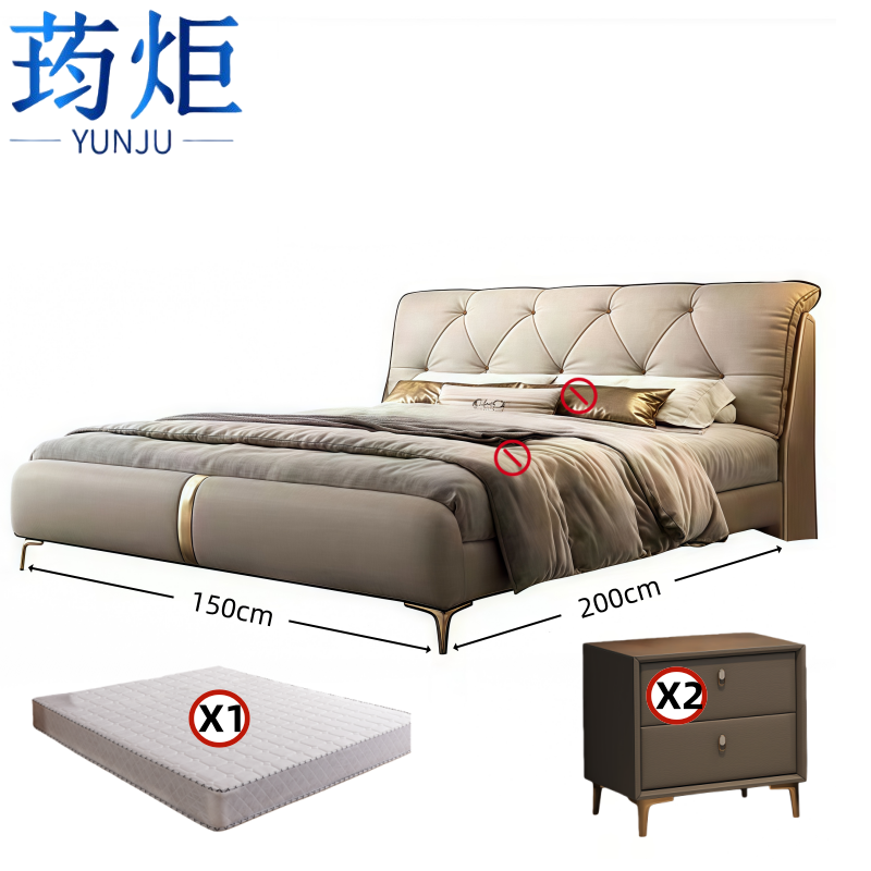 荺炬单人床1.5m床+2柜组高清大图