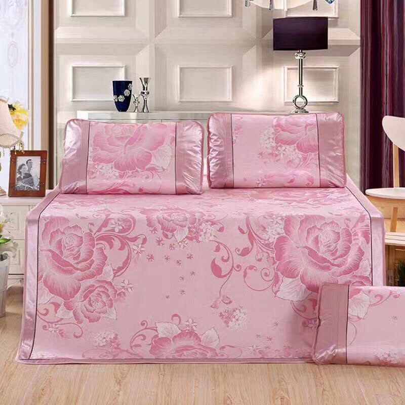 冰丝席三件套1.8m床夏季凉席1.5折叠双人夏天空软席子图片