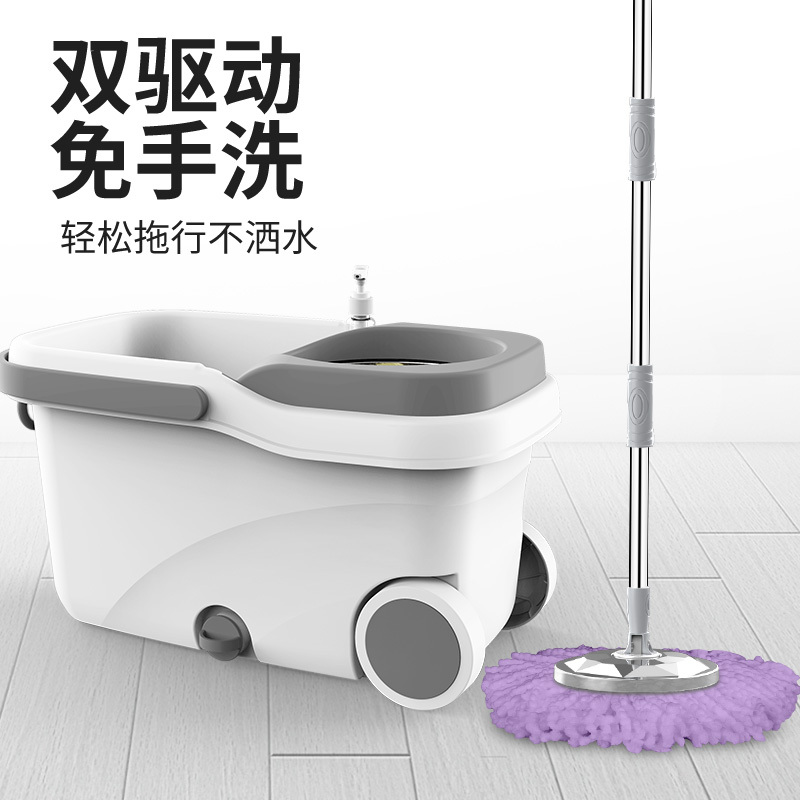 旋转拖把杆家用免手洗自动甩干一拖通用拖地懒人拖布桶墩布一高清大图
