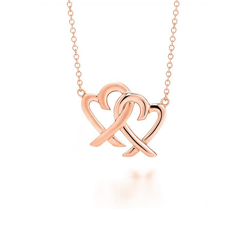 TIFFANY&CO.蒂芙尼Paloma Picasso女士18k金双镂空爱心形扣环项链